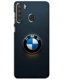 Чехол для Samsung Galaxy A21 (A215) с картинкой «Логотип BMW — минимализм»