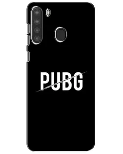 Чехол для Samsung Galaxy A21 (A215) с картинкой «PUBG — белый логотип»