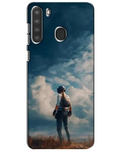 Чехол для Samsung Galaxy A21 (A215) с картинкой «Герой PUBG на скале»
