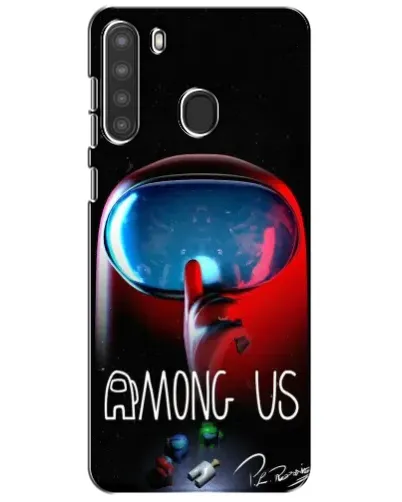 Чехол для Samsung Galaxy A21 (A215) с картинкой «Красный импостер — макро»