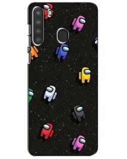 Чехол для Samsung Galaxy A21 (A215) с картинкой «Космический паттерн Among Us»