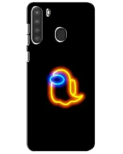 Чехол для Samsung Galaxy A21 (A215) с картинкой «Among Us неоновое сияние»