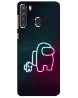 Чехол для Samsung Galaxy A21 (A215) с картинкой «Among Us неон-арт»