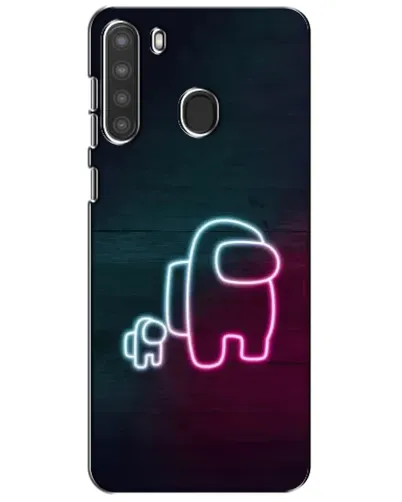 Чехол для Samsung Galaxy A21 (A215) с картинкой «Among Us неон-арт»