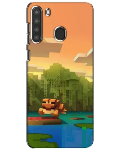Чехол для Samsung Galaxy A21 (A215) с картинкой «Майнкрафт закат солнца»