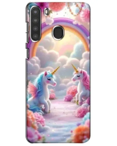 Чохол для Samsung Galaxy A21 (A215) з картинкою «Веселка і єдинороги»