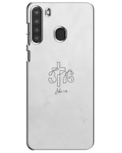 Чехол для Samsung Galaxy A21 (A215) с картинкой «Иоанна 3:16 Крест»