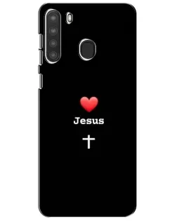 Чехол для Samsung Galaxy A21 (A215) с картинкой «Сердце - Jesus»