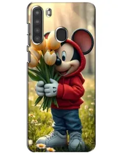 Чехол для Samsung Galaxy A21 (A215) с картинкой «Микки с тюльпанами»