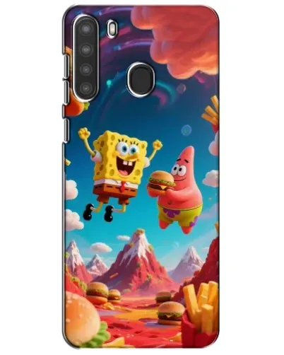 Чехол для Samsung Galaxy A21 (A215) с картинкой «Космический фастфуд»
