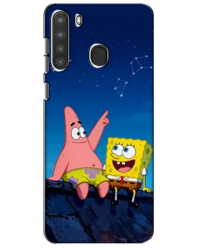 Чехол для Samsung Galaxy A21 (A215) с картинкой «Губка Боб и Патрик ночью»