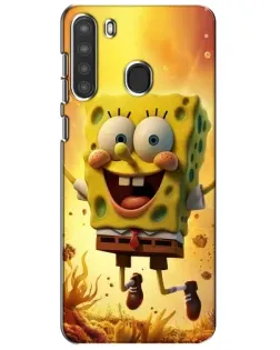 Чехол для Samsung Galaxy A21 (A215) с картинкой «Губка Боб прыгает»