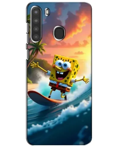 Чехол для Samsung Galaxy A21 (A215) с картинкой «Губка Боб серфингист»
