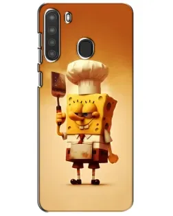 Чехол для Samsung Galaxy A21 (A215) с картинкой «Губка Боб повар»