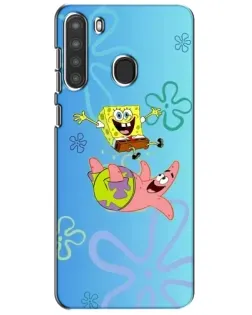 Чехол для Samsung Galaxy A21 (A215) с картинкой «Спанч Боб и Патрик»