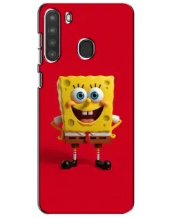 Чехол для Samsung Galaxy A21 (A215) с картинкой «Спанч Боб на красном»