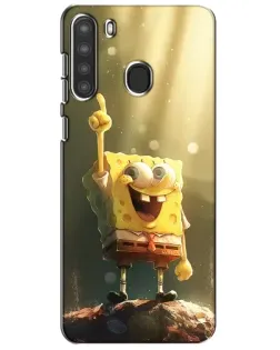 Чехол для Samsung Galaxy A21 (A215) с картинкой «Сияющий Спанч Боб»
