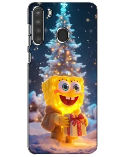 Чехол для Samsung Galaxy A21 (A215) с картинкой «Рождественский Спанч Боб»