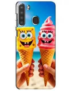 Чехол для Samsung Galaxy A21 (A215) с картинкой «Спанч Боб мороженое»