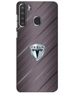 Чехол для Samsung Galaxy A21 (A215) с картинкой «Металлическая текстура Tesla»