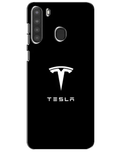 Чехол для Samsung Galaxy A21 (A215) с картинкой «Tesla White Logo»