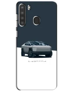 Чехол для Samsung Galaxy A21 (A215) с картинкой «Серебристый Cybertruck Tesla»