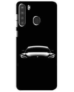 Чехол для Samsung Galaxy A21 (A215) с картинкой «Фары Tesla Night»