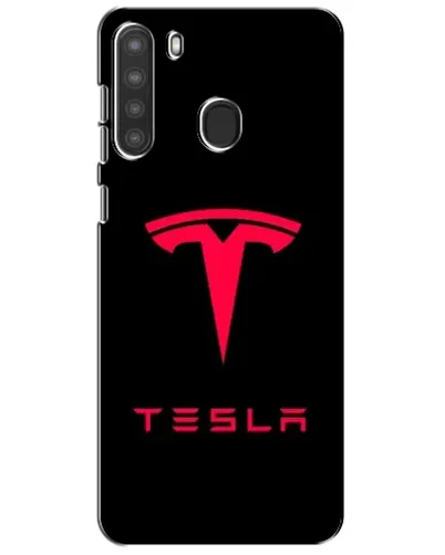Чехол для Samsung Galaxy A21 (A215) с картинкой «Tesla Red Logo»