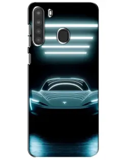 Чехол для Samsung Galaxy A21 (A215) с картинкой «Tesla в неоне»