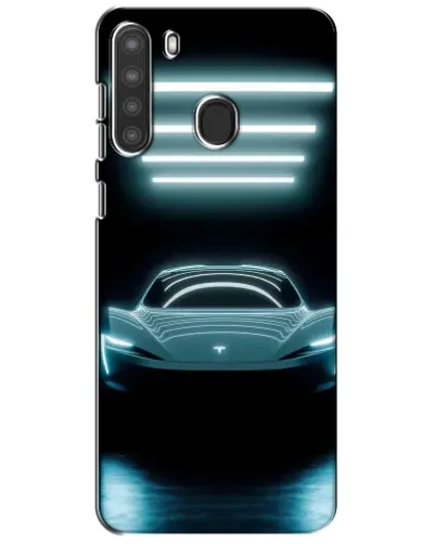 Чехол для Samsung Galaxy A21 (A215) с картинкой «Tesla в неоне»