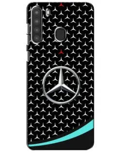 Чехол для Samsung Galaxy A21 (A215) с картинкой «Mercedes — бирюзовый акцент»