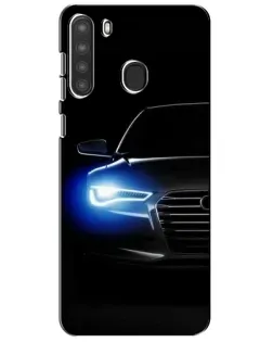 Чехол для Samsung Galaxy A21 (A215) с картинкой «Неоновый взгляд Audi»