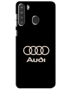 Чехол для Samsung Galaxy A21 (A215) с картинкой «Audi — золотой логотип»