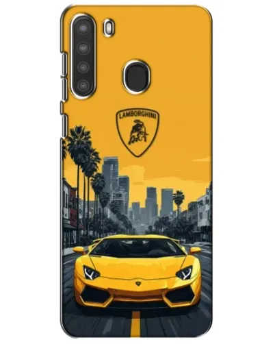 Чехол для Samsung Galaxy A21 (A215) с картинкой «Желтый Lamborghini город»