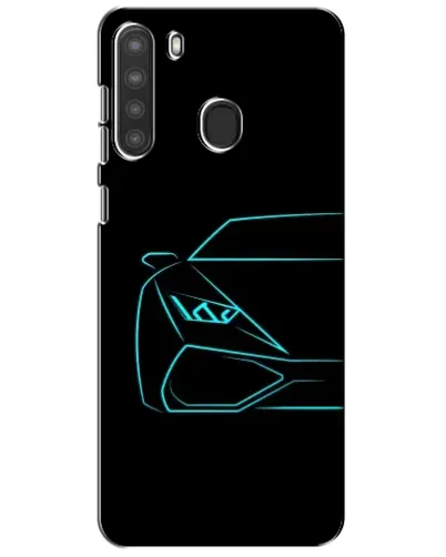 Чехол для Samsung Galaxy A21 (A215) с картинкой «Голубой силуэт Lamborghini»
