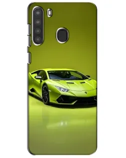 Чехол для Samsung Galaxy A21 (A215) с картинкой «Салатовый Lamborghini Huracan»