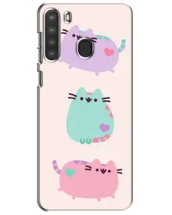 Чохол для Samsung Galaxy A21 (A215) з картинкою «Pusheen тріо»