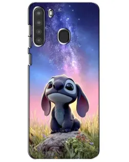 Чехол для Samsung Galaxy A21 (A215) с картинкой «Стич на рассвете»