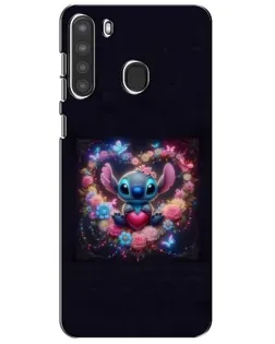 Чехол для Samsung Galaxy A21 (A215) с картинкой «Stitch в цветах»
