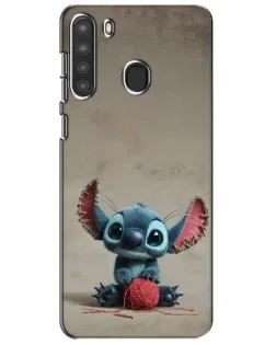 Чехол для Samsung Galaxy A21 (A215) с картинкой «Стич на коричневом фоне»