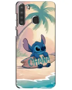 Чехол для Samsung Galaxy A21 (A215) с картинкой «Стич на серфе»