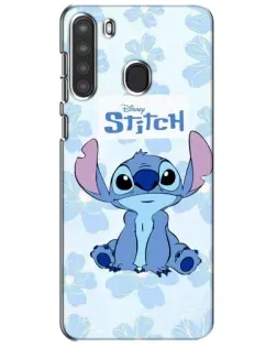 Чехол для Samsung Galaxy A21 (A215) с картинкой «Stitch среди цветов»