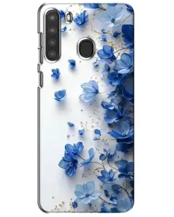 Чехол для Samsung Galaxy A21 (A215) с картинкой «Голубой цветочный каскад»