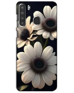 Чехол для Samsung Galaxy A21 (A215) с картинкой «Белые маргаритки макро»