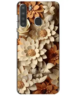 Чехол для Samsung Galaxy A21 (A215) с картинкой «Бежевый флористический декор»
