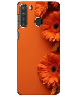 Чехол для Samsung Galaxy A21 (A215) с картинкой «Оранжевые герберы»