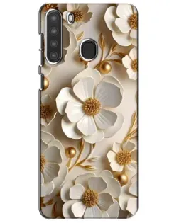 Чехол для Samsung Galaxy A21 (A215) с картинкой «Белие бумажние  цвети»