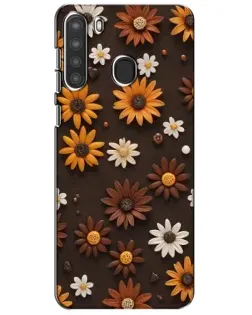 Чехол для Samsung Galaxy A21 (A215) с картинкой «Узор из маленьких подсолнухов»