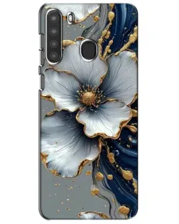 Чехол для Samsung Galaxy A21 (A215) с картинкой «Белый цветок и золотой флюид»