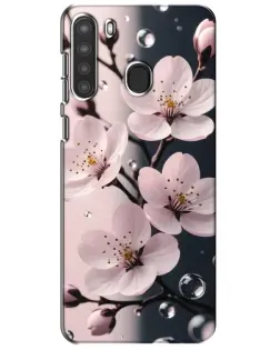Чехол для Samsung Galaxy A21 (A215) с картинкой «Нежная сакура и капли»